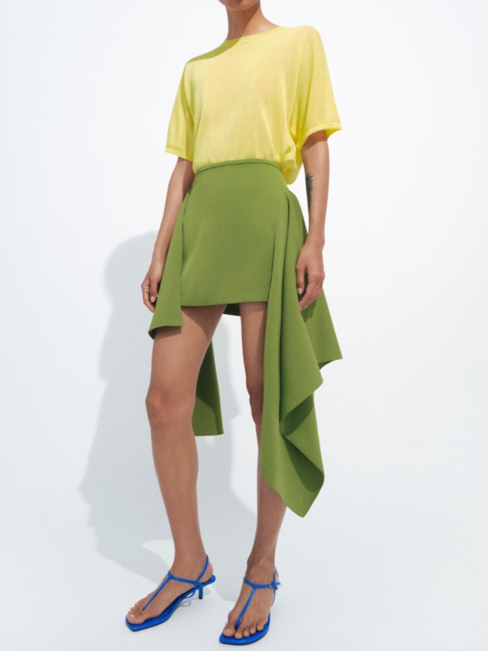 ZARA ZW Collection Green Asymmetrical Skirt
